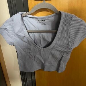 garage baby blue seamless crop top